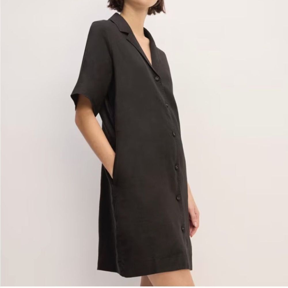 * NEW Everlane Linen Workwear Dress Black Small Minimalist - Picture 1 of 6